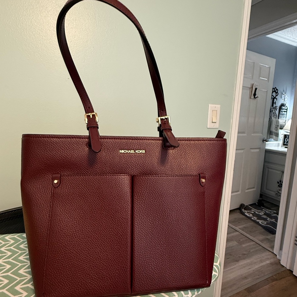 Michael Kors Burgundy Leather Tote Bag